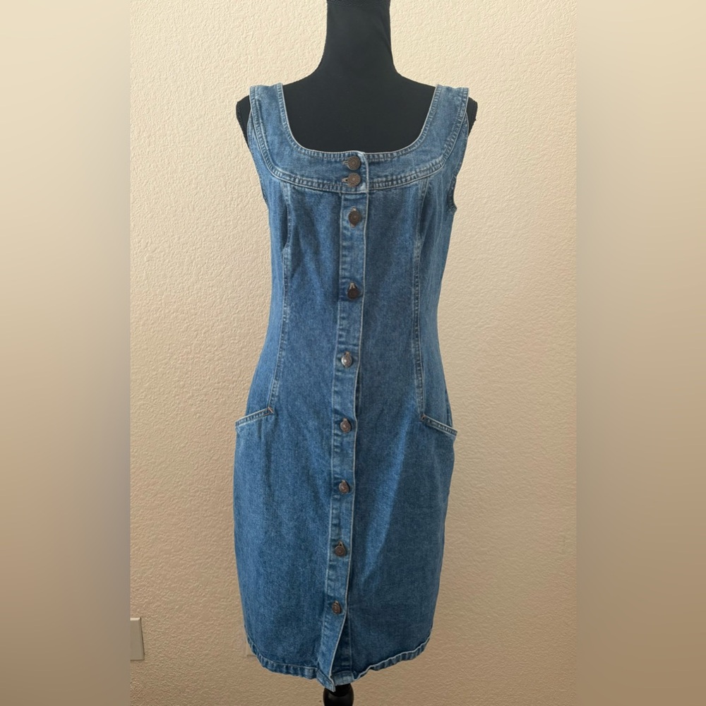 Vintage 80s Banana Republic Button Up Jean Dress Small - Picture 8 of 10